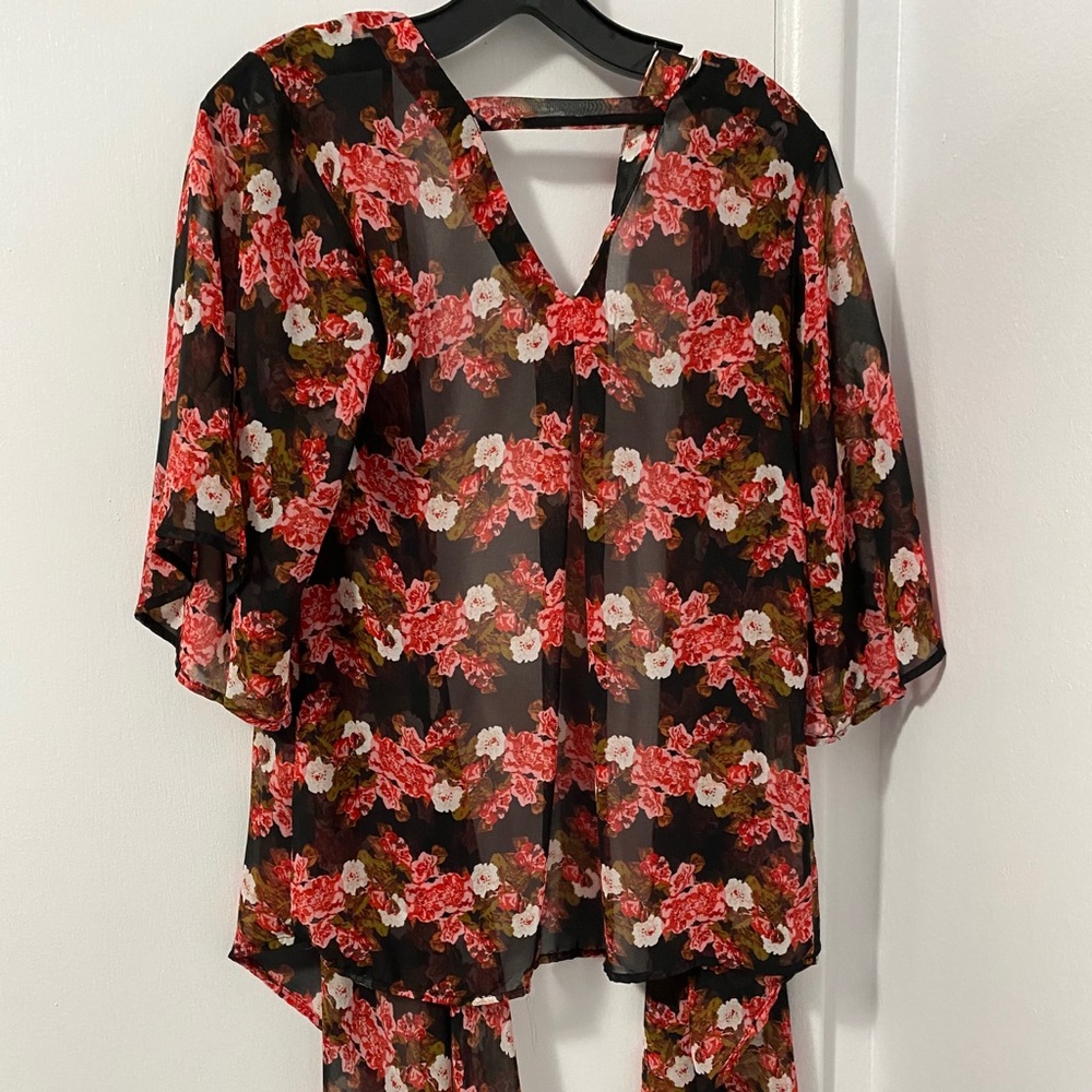 Floral mesh cardigan